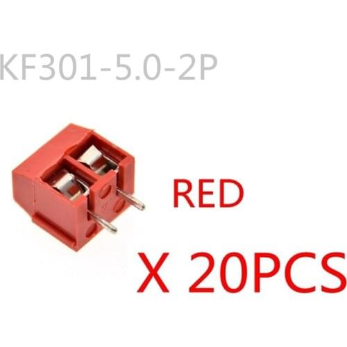 20PCS/LOT KF301-2P KF301-5.0-2P KF301 Screw 2Pin 5.0mm Straight Pin PCB Screw Block black