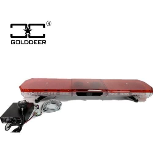 2019 New 1200mm Double row High Power Red LED warning lightbar With 100w siren and speaker Emergency vehicle TBD10326-20e-S