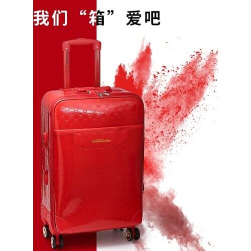 24 Inch Wedding Dowry Dowry Wedding Suitcase Suitcase Bride Trolley Case Red Suitcase Caster Luggage