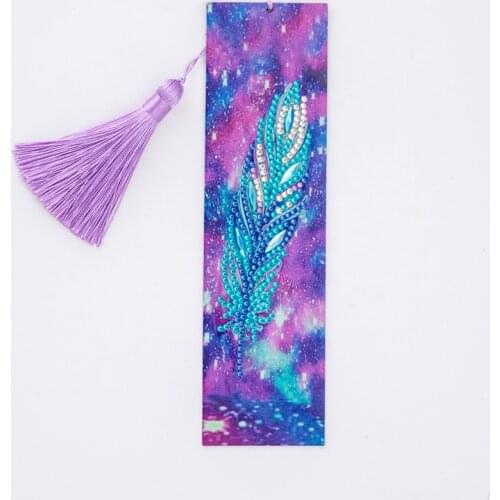 5D Diamond Painting outer space Feather Bookmark Diamond Embroidery Craft Tassel Book Marks for Books Christmas Gifts