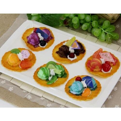 6pcs/set Food Simulation Waffle Dessert Model Lattice Ice Cream Home Decorations Kitchen Toys Fridge Magnet
