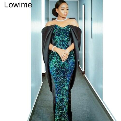 African Style Plus Size Mermaid Evening Dresses 2019 Long Glitter Formal Prom Dress Muslim Arabic Robe De Soiree Party Gowns