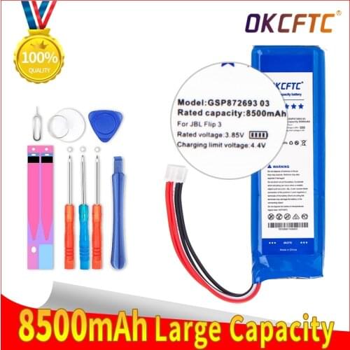 OKCFTC 8500mAh GSP872693 01 Speaker Battery for JBL Flip 4 Flip4 Special Edition for JBL Flip 3 Flip3 GRAY GSP872693 P763098 03
