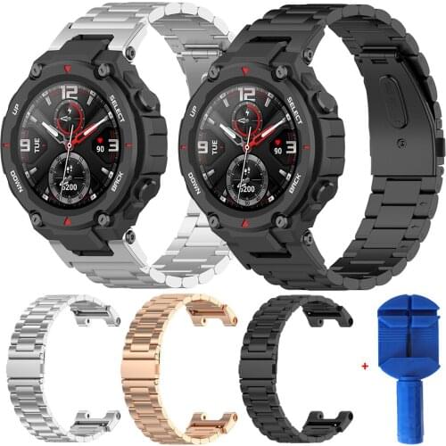 Stainless Steel Band Correa For Xiaomi Huami Amazfit T-Rex A1918 Metal Watch Strap Loop For Amazfit T-Rex A1918 Bracelet