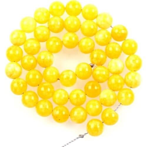 Natural Stone Solid Yellow Alabaster Charm Loose Beads For Jewelry Making Needlework Bracelet DIY Pick Size Strand 6 8 10 MM