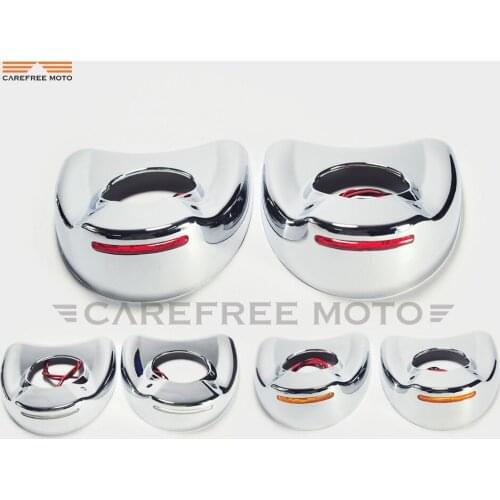 Yellow light LED Chrome Fairing Mount Motorcycle Side Mirror Cover Shell case for Harley Electra Glide 1996-2016