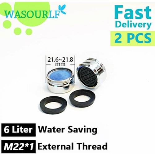 WASOURLF 2PCS water saving faucet aerator 6L 22mm male thread external tap spout accessories bathroon basin kitchen outlet