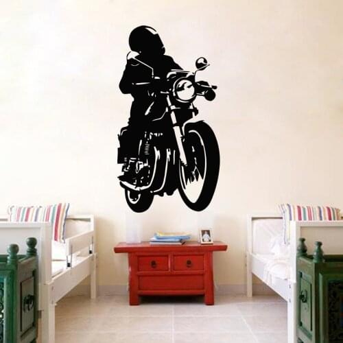 Art Vinyl Sticker Motorcycle Motorbike Biker Club Mural Boys Childrens Room Wall Sticker DIY Vinyl Kids Room Decoration M-96