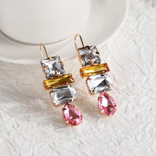 Huitan Versatile Geometric Stone Drop Earrings Vintage Party Women Elegant Earring Stylish Birthday Gift Accessories Wholesale