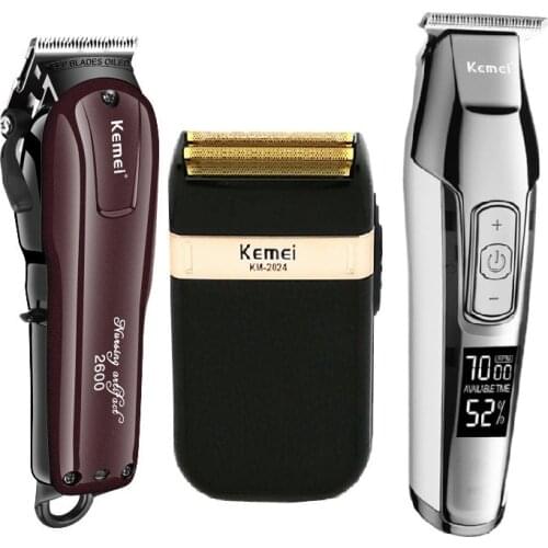 Kemei Professional Electric Hair Clipper Rechargeable Cordless Hair Trimmer Beard Shaver Hair Cutting Machine Hair Cutter Barber
