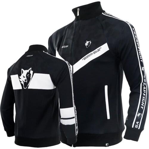 VSZAP Sports Autumn Training Jacket MMA Fighting Fitness BJJ Fighting Mens Long-sleeved Jacket Stand Collar Boxing Running Coat