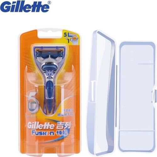 Gillette Fusion Safety Razor Mens Razor Beard Manual Shaving Beard Shaver Shaving Blades With 1 Portable Travel Storage Box