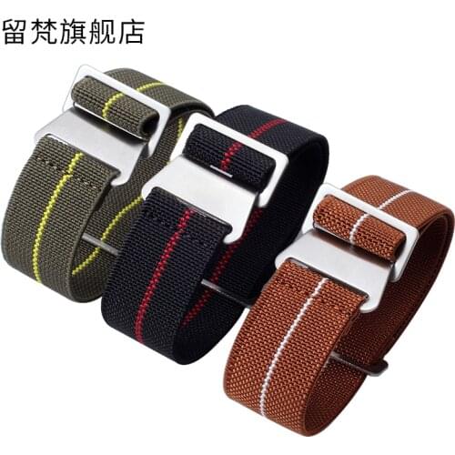 Mans Elastic Nylon WatchBand 20MM 21MM 22MM French Troops Parachute Watch Straps Sport and Leisure NATO Canvas Watch Bracelet