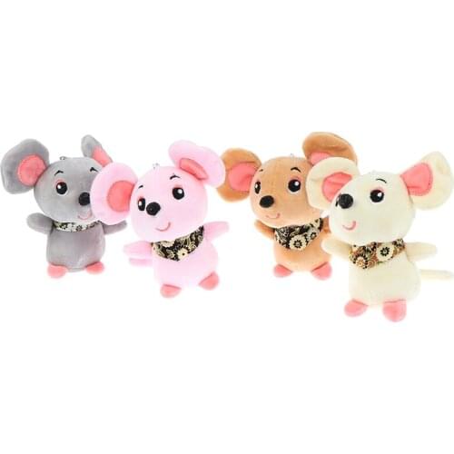 12CM Soft Plush Cartoon Animal Small Mouse KeyChain Toy Doll Pendant Stuffed Hamster Toy New Year Gift Little Mouse Toy