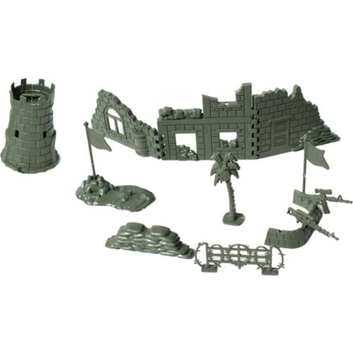 Set of Base Set Battle Accessories Blockhouse Sandbag Blindage Turret