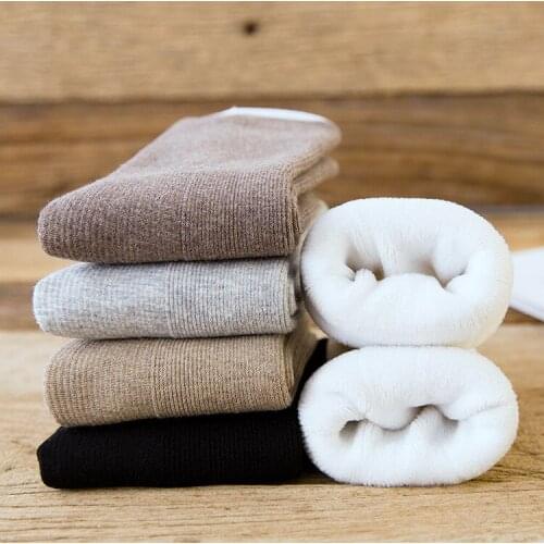 Autumn And Winter Thickening Socks Plus Velvet Pure Color Adult Household Floor Warm Snow Wholesale 10pair/lot