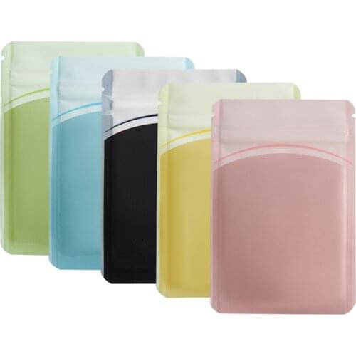 Various Colors Plastic Bags Eco PP Ziplock Bags Front Clear Mylar Flat Pouches Household USB Cable Storage Bags With Tear Notch