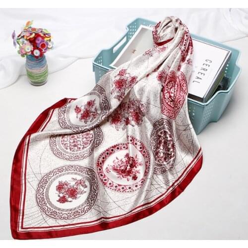 90*90cm Silk Fashion Scarves Women Foulard Square Head Hijab Scarf Ladies Satiny Shawl wrap muffler pareo female hijab poncho