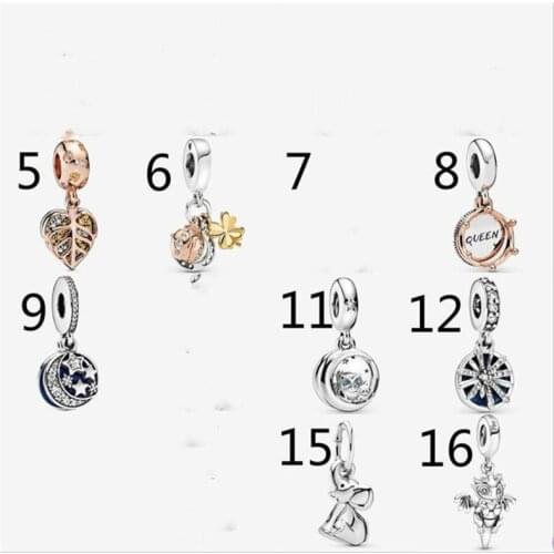 Genuine 925 Sterling Silver Bead Charm Dumbo & Blue Eyes Pendant Beads Fit Pan Women Bracelet & Necklace Diy Jewelry