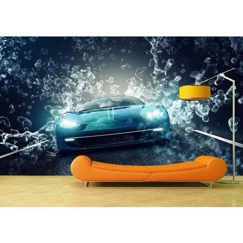 Custom Wallpaper Murals Wall Race Car Self Adhesive Vinyl Wall Sticker Poster Wall Paper Home Decor