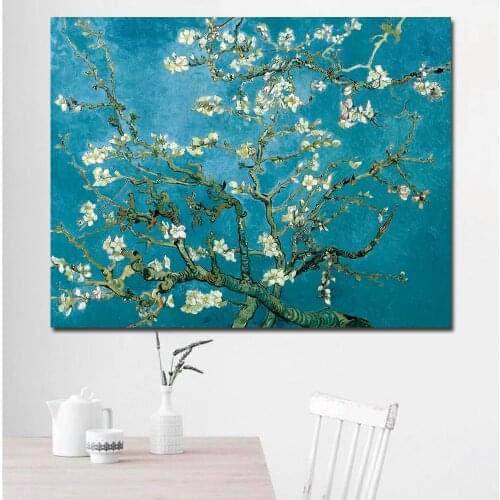 SELFLESSLY Blossoming Almond Tree By Van Gogh Flower Reproduction Works Oil Painting Canvas Print Wall Picture for Living Room