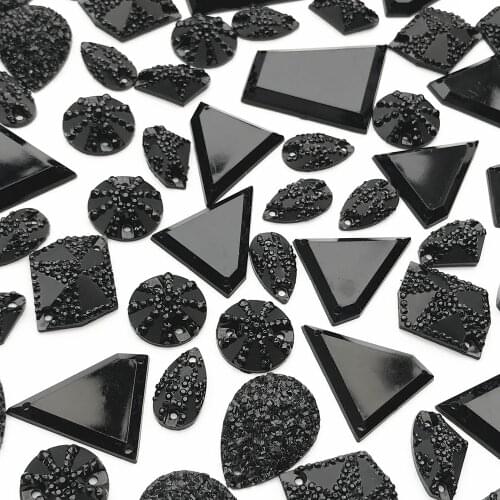 MIXED Black Gems Sewing Loose Beads Rhinestones Sew on Accessories for Wedding Dress Decorations Stones and Crystals Prom Gown