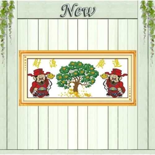 Treasure pouring in money tree decor painting counted print on canvas DMC 11CT 14CT Cross Stitch kits needlework embroidery Sets