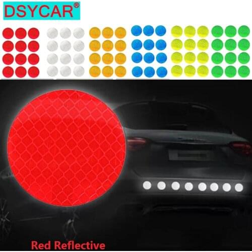 DSYCAR 12Pcs/Set Reflective Round Red Tape for Trucks Trailers Cars Park Traffic Warning Caution Self-Adhesive Tapes Waterproof