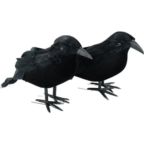 1/2pc Plastic Simulation Crow With Feather Wings Raven Models Easter Party Decor Black Fake Bird Ravens Prop Garden Decorations