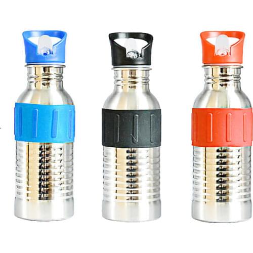 600ML Cute Reusable Stainless Steel Sports Water Bottle With Straw Portable Drinkware For Men and Kids Wholesale Items