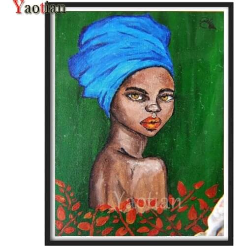 Diy diamond painting African woman diamond mosaic cross stitch embroidery diamond round square stones decor salon wall art