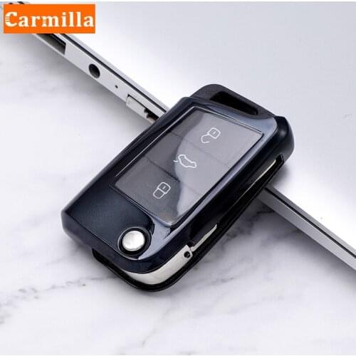For Volkswagen VW Golf 7 MK7 Tiguan Passat for Skoda Octavia Kodiaq Karoq Soft TPU Car Key Case Cover Shell Key Protector