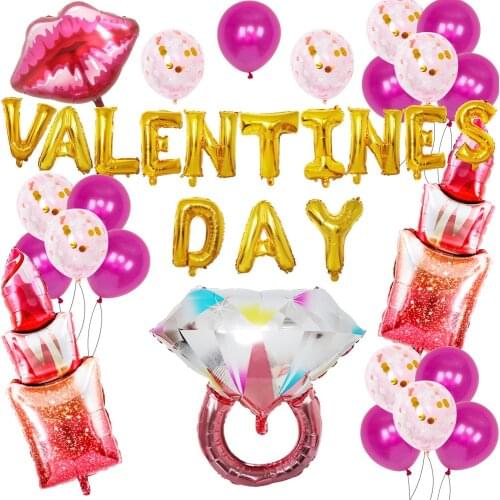 Red Valentines Day Balloon Set love Aluminum Foil Balloon Wedding Party Decoration Balloon Set Red Heart Latex Balloon