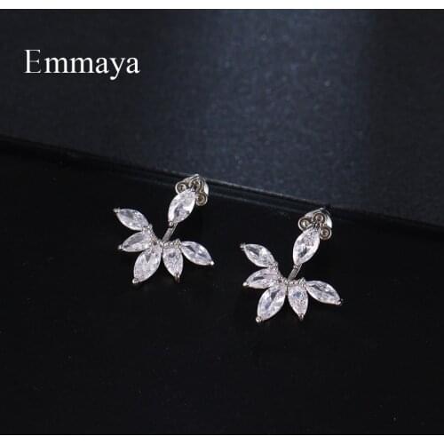 Emmaya Simplicity Style Five Leaves Charming Design Zirconia Earring For Women Cute Ornament Party Gorgeous Choice