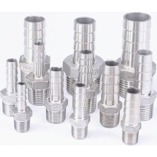 1/4" 3/8" 1/2" 3/4" 1" BSP Male x 8/10/12/15/29/20mm Hose Barbed 304 Stainless Steel Pipe Fitting Hose Tail Connector