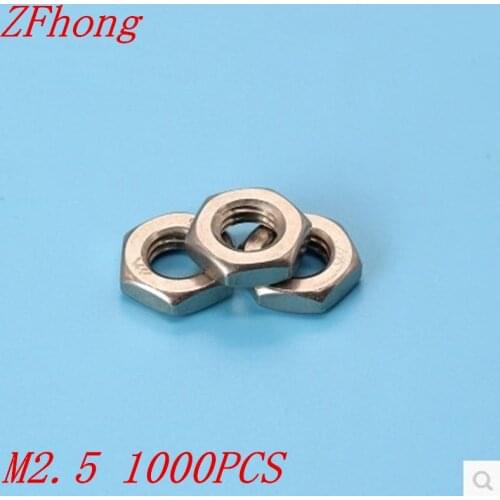 1000pcs din439 m2.5 stainless steel hex hexagon thin nut