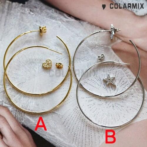 6 pairs Hoop earringsstud earrings Star and heart charm fashion jewelry accessories for women 51110