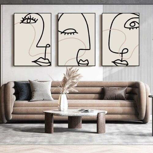 Abstract Girl Face Line Minimalism Wall Art Canvas Painting Nordic Posters And Prints Wall Pictures For Living Room Home Decor