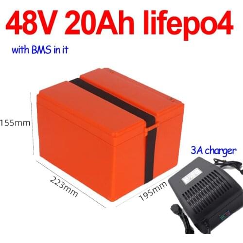 GTK waterproof 48v lifepo4 battery 48v 20ah with 50A BMS for 2000w 1500w motor electric bike scooter e kart boat + 3A charger