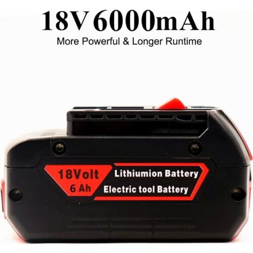 Aleaivy 6.0A Rechargeable Li-Ion Battery For Bosch 18V Power Tool Backup 6000mah Portable Replacement BAT609 Indicator Light