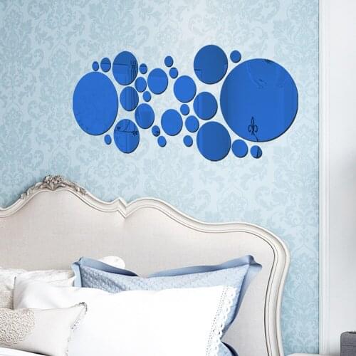 32pcs/set Geometric Size Round Shape Acrylic Mirror Stickers New DIY Wallpaper Home Decor Living Room Study Office Simplicity