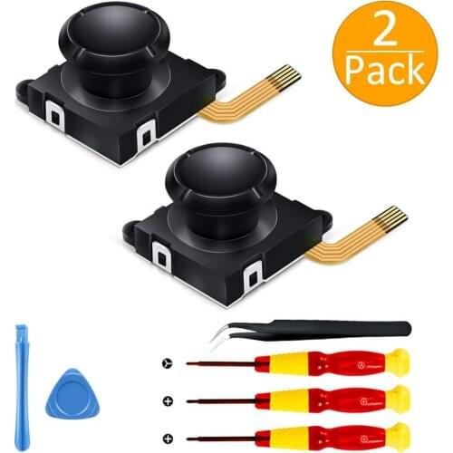 2 Pack 3D Replacement Joystick Analog Thumb Stick for Nintendo Switch Joy-Con Controller - Include Tri-Wing & Screwdriver Tool