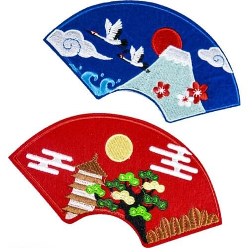 Large Japanese Style Crane Bird Patches Sewing Embroidered Applique for Jacket Clothes Stickers Badge DIY Apparel Accessories