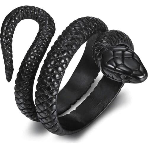 BONISKISS Retro Punk Exaggerated Spirit Snake Rings Fashion Personality Snake Opening Adjustable Vintage Animal Jewelry Gift