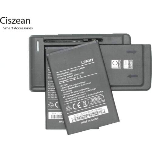Ciszean 2x New 3.7V 1800mAh Replacement lenny Battery +1x charger For Wiko LENNY Batterie Bateria Batterij Cell Phone Batteries