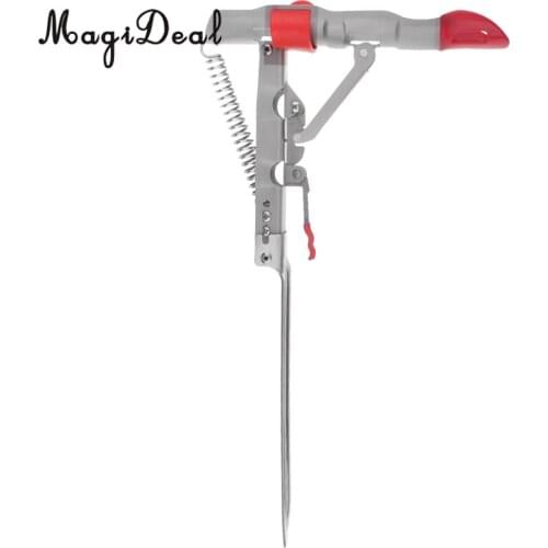 MagiDeal Fishing Rod Holder High Strength Automatic Spring Tip-Up Hook & Full Stainless Steel Stand & Folding Fish Pole Rack