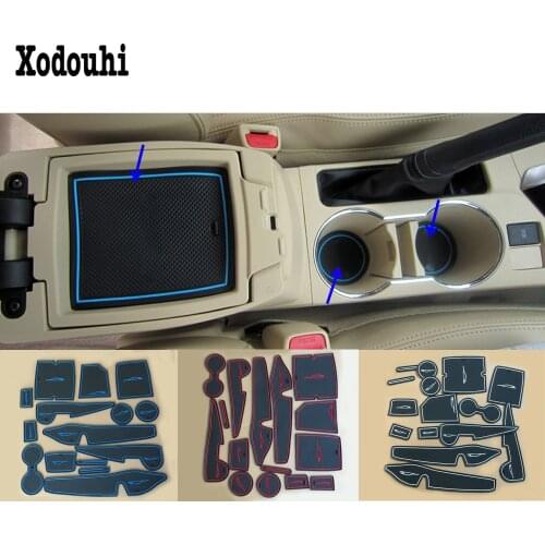 For Toyota Corolla Altis 2014 2015 2016 car inner Groove Gate Slot Armrest Storage Rubber non-slip mats mat door pad cup 15pcs