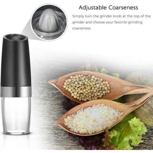 Home Adjustable Stainless Steel Gravity Salt And Pepper Shaker Spice Grinder Kitchen Electric Spice Mill LED With Blue Light
