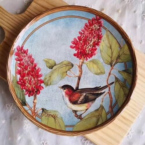 European-American Plates Pastoral Flower And Bird Assiette Creative Ceramic Western Pratos Breakfast Поднос Для Еды Decoration