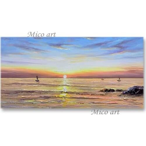 Seaside Sunset Scenery Art Real Handmade Abstract Texture Landscape Oil Painting Unframed Free Shipping Canvas Wall Decor Art